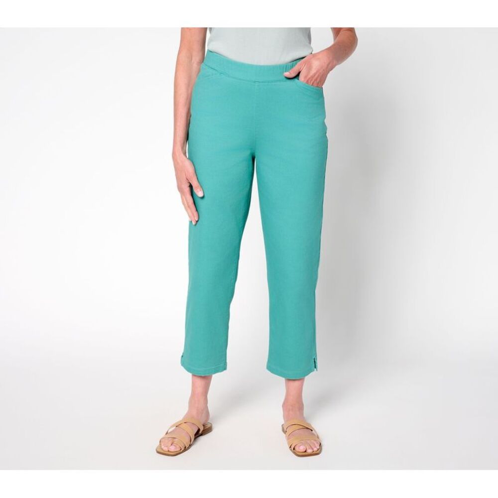 Summersalt Women's Pants Sz XL Denim & Co. Twill Straight Leg Crop Green A694601